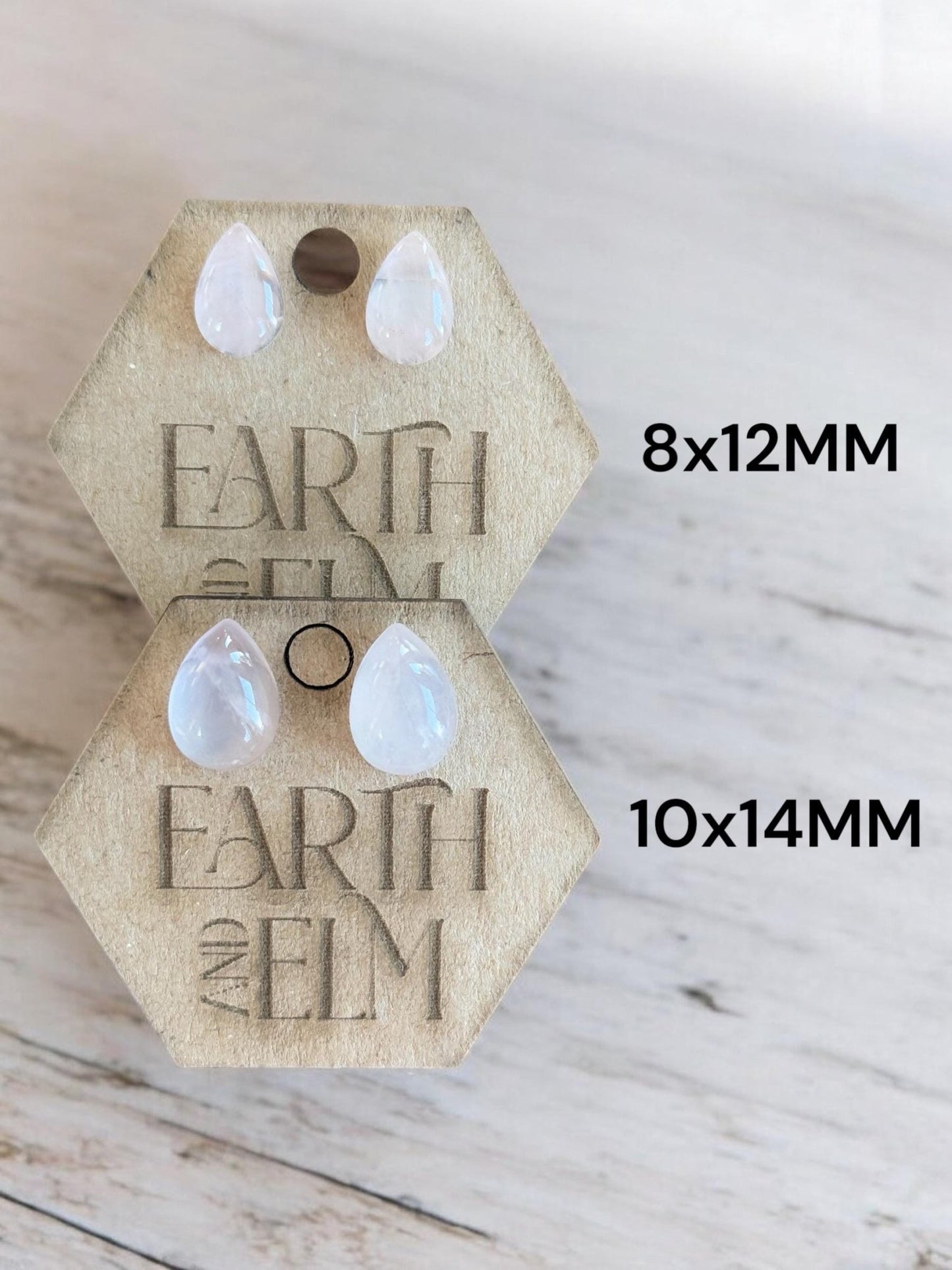 Rose Quartz Pear Studs - earthandelm