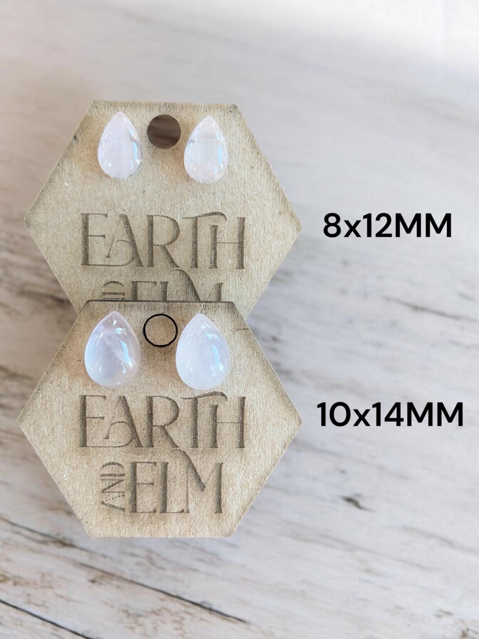 Rose Quartz Pear Studs - earthandelm