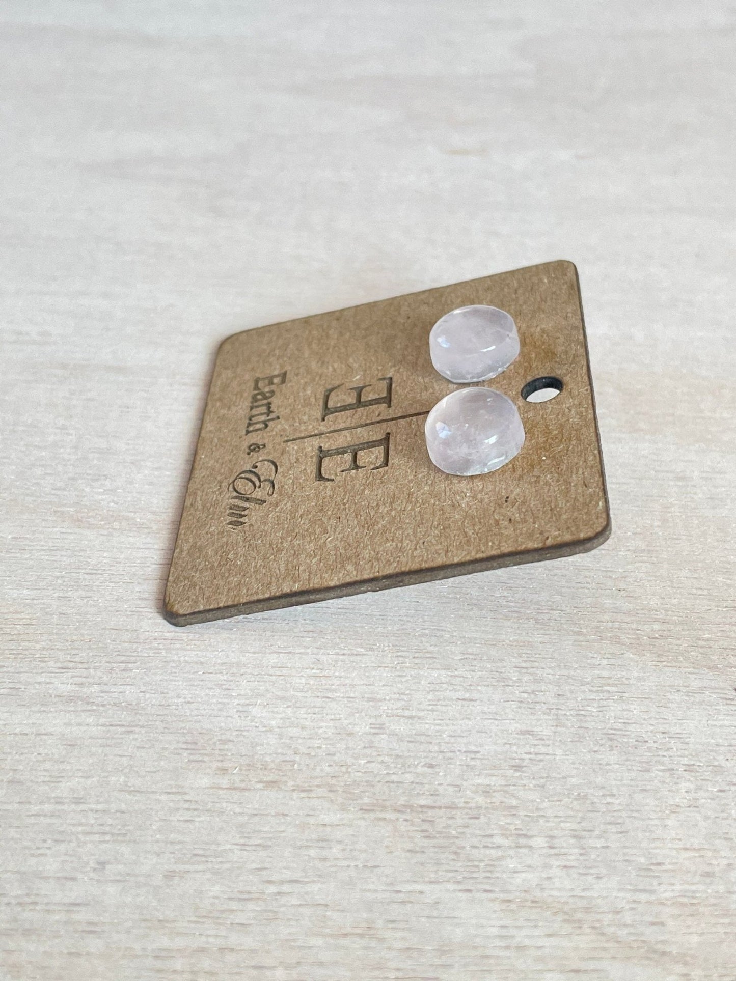Rose Quartz Round Gemstone Studs - earthandelm