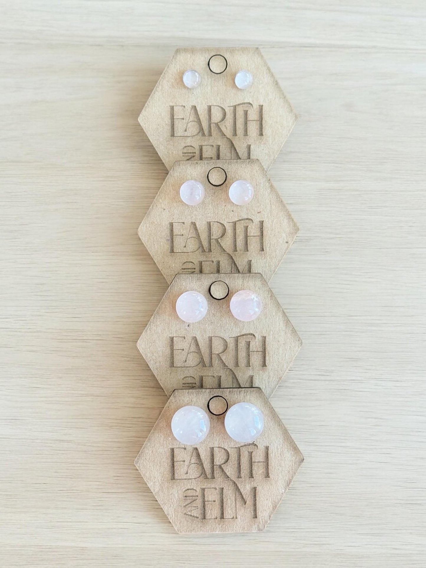 Rose Quartz Round Gemstone Studs - earthandelm