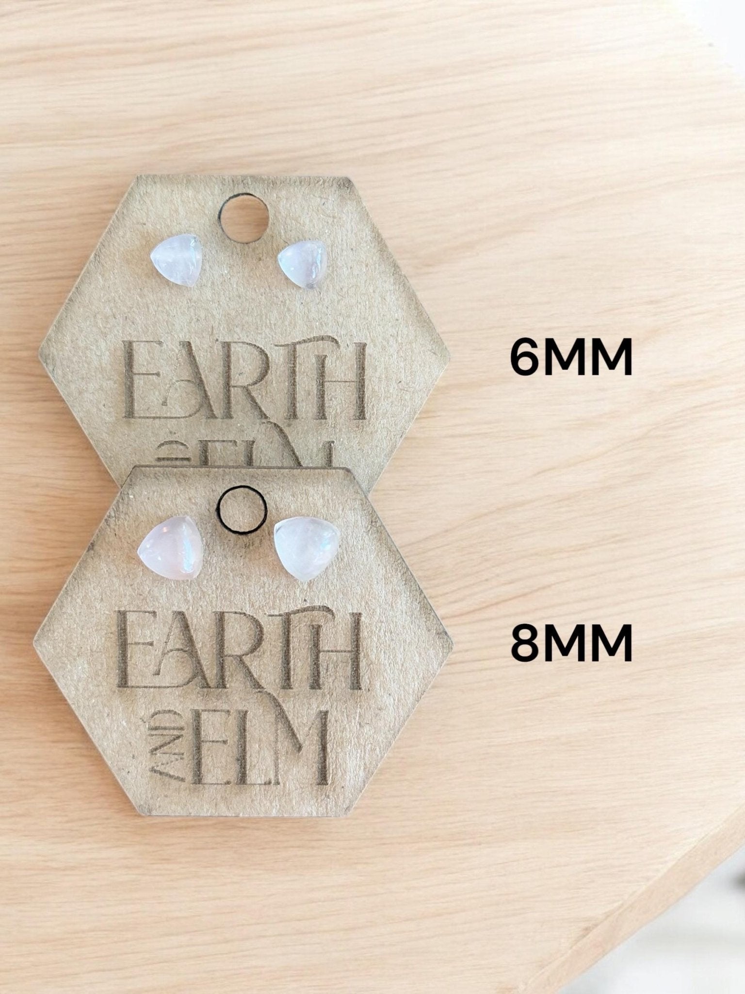 Rose Quartz Trillion Studs - earthandelm