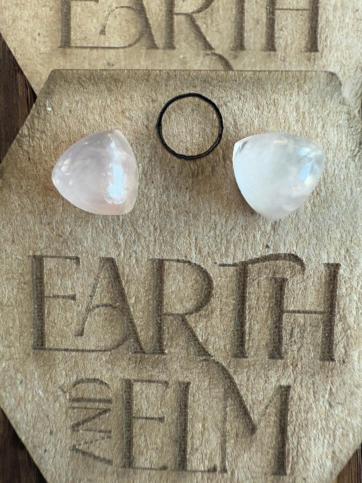 Rose Quartz Trillion Studs - earthandelm
