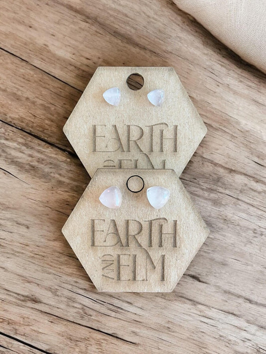 Rose Quartz Trillion Studs - earthandelm