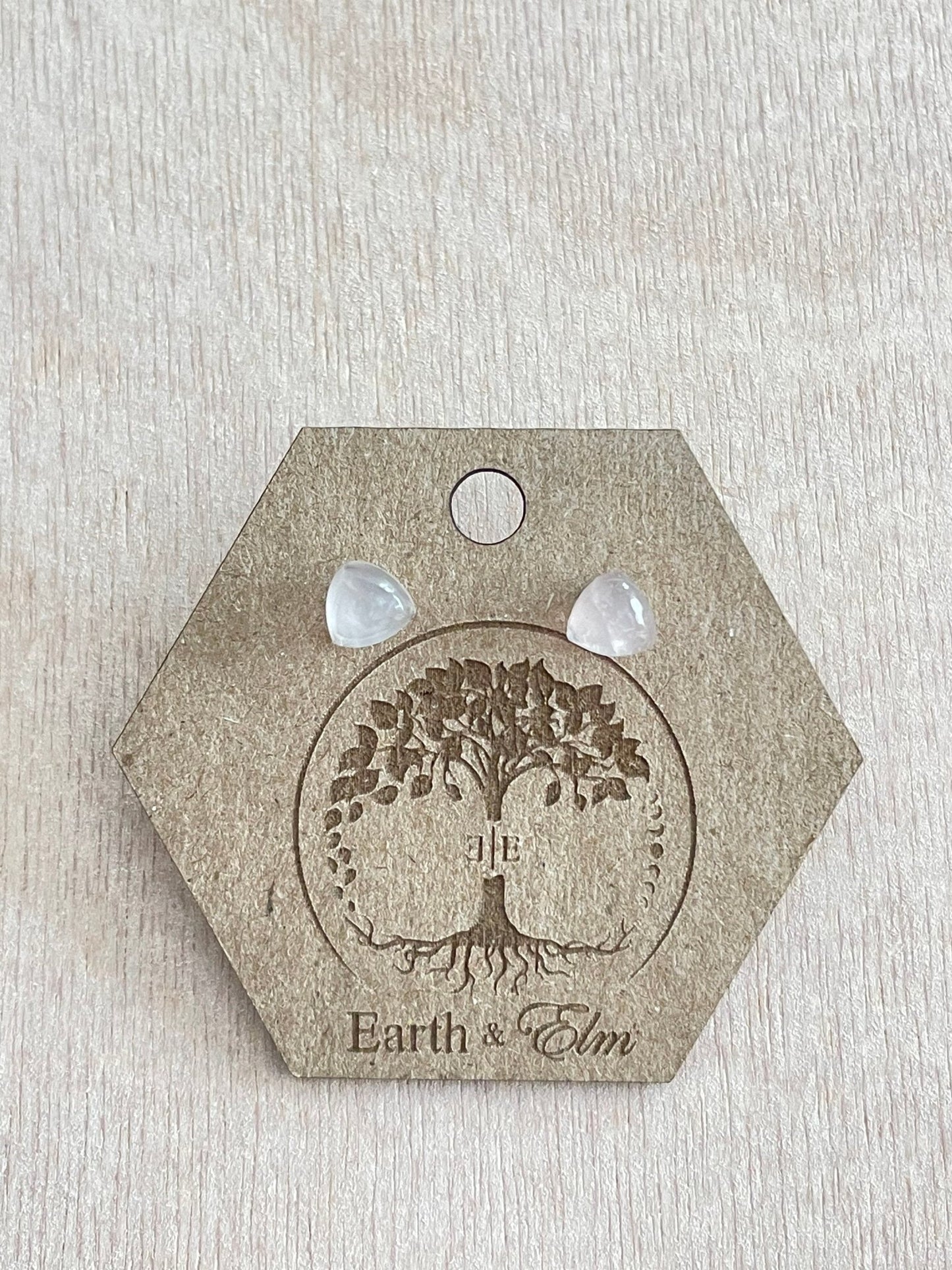 Rose Quartz Trillion Studs - earthandelm