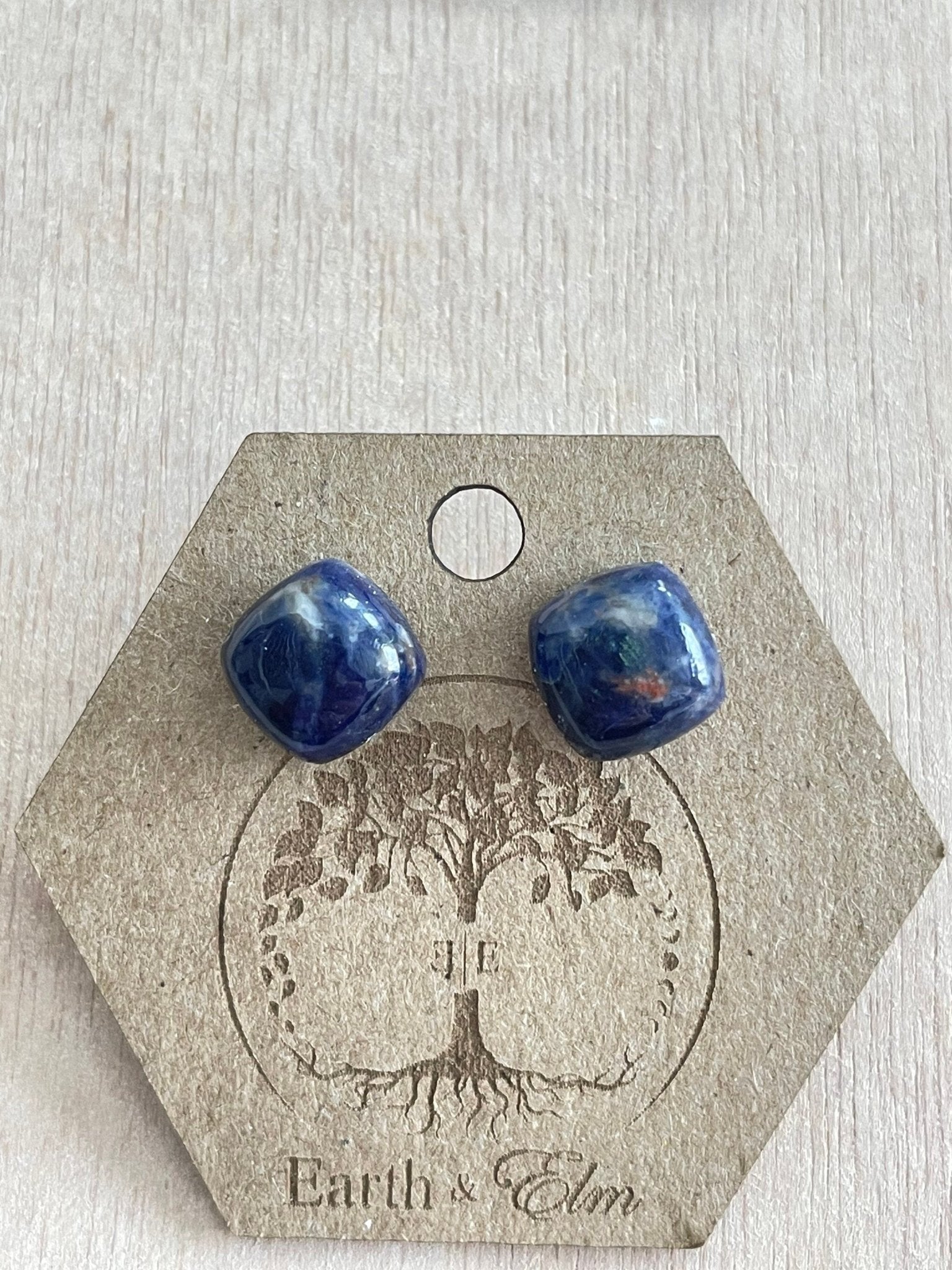 Sodalite Cushion Studs - earthandelm