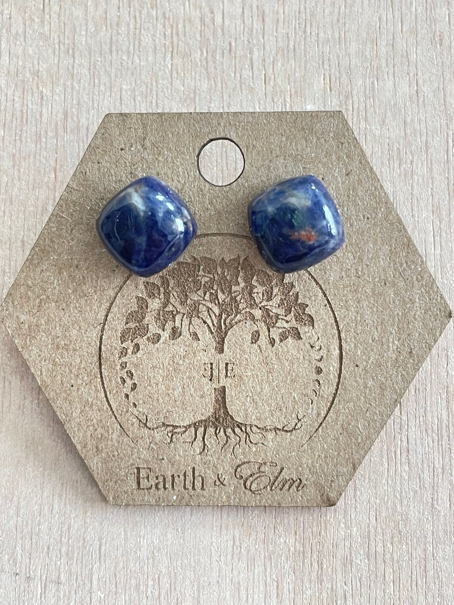 Sodalite Cushion Studs - earthandelm
