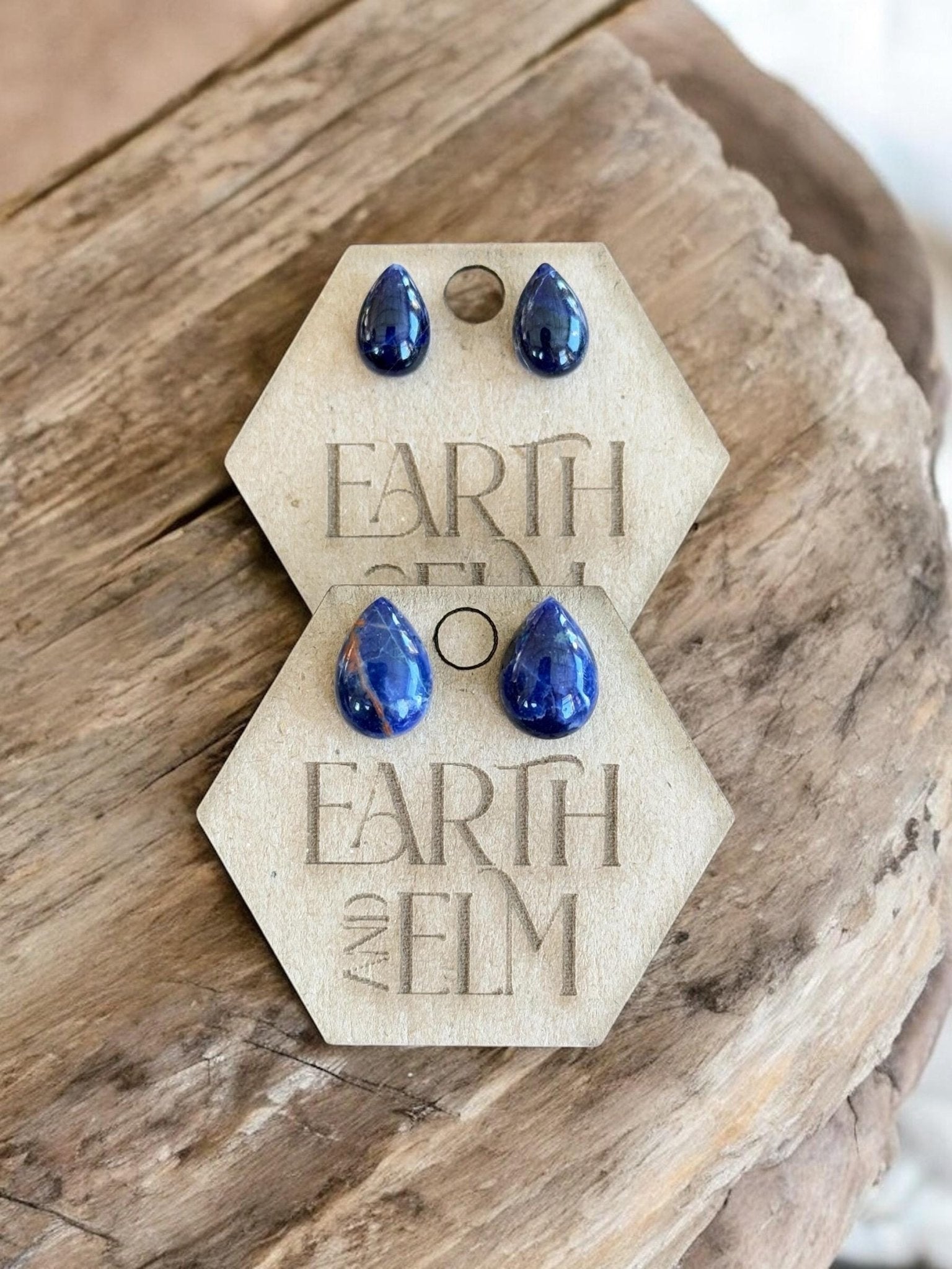 Sodalite Pear Studs - earthandelm