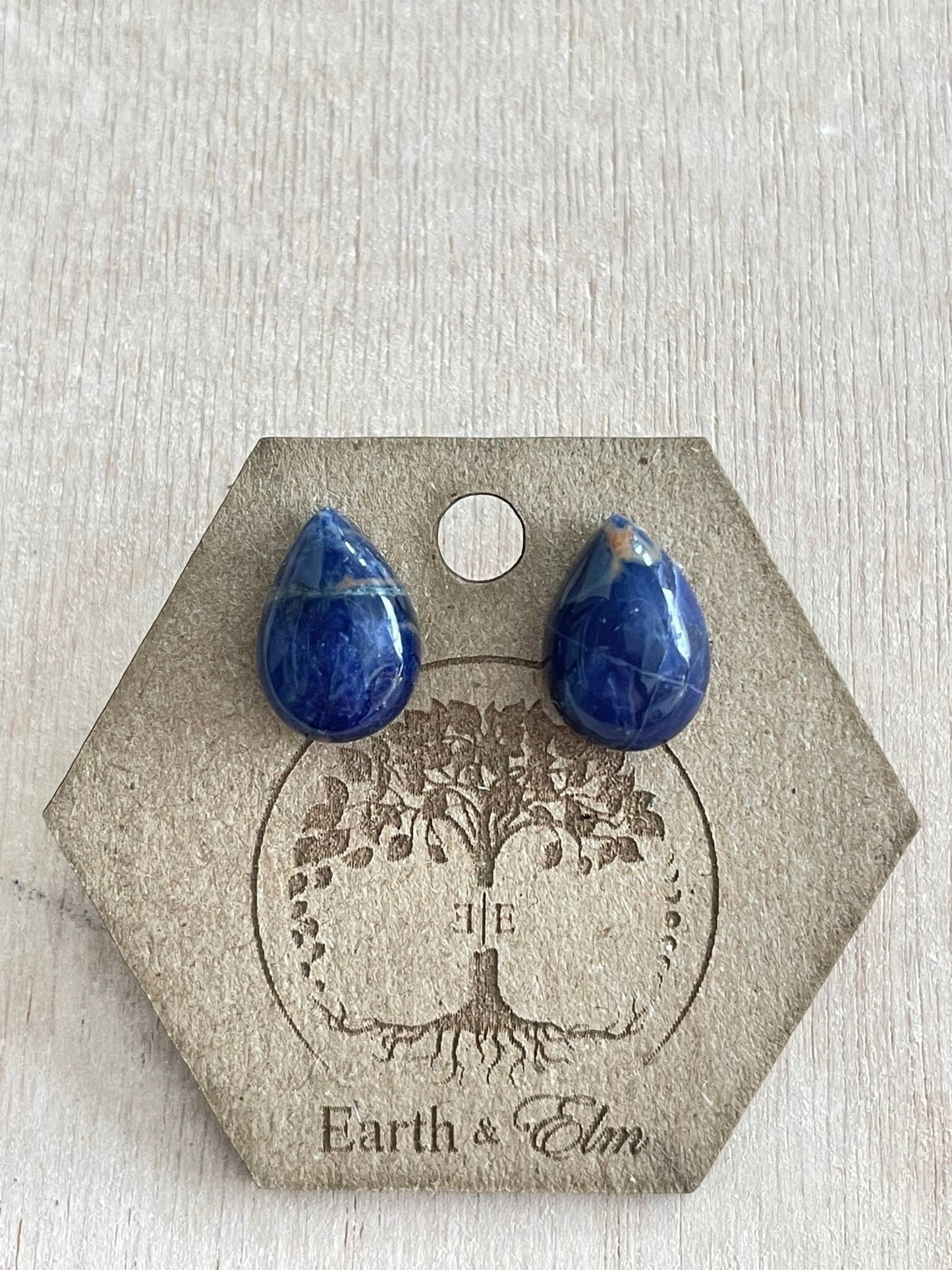 Sodalite Pear Studs - earthandelm