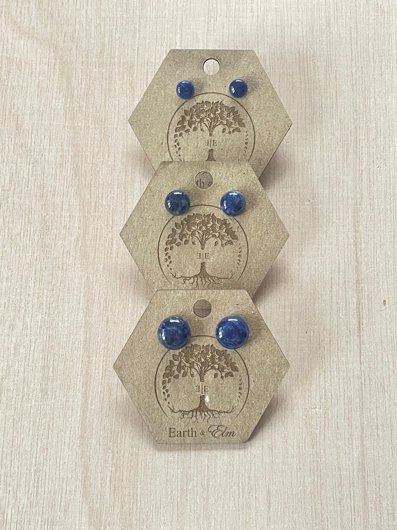 Sodalite Round Gemstone Studs - earthandelm