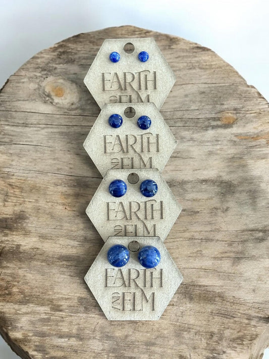 Sodalite Round Gemstone Studs - earthandelm