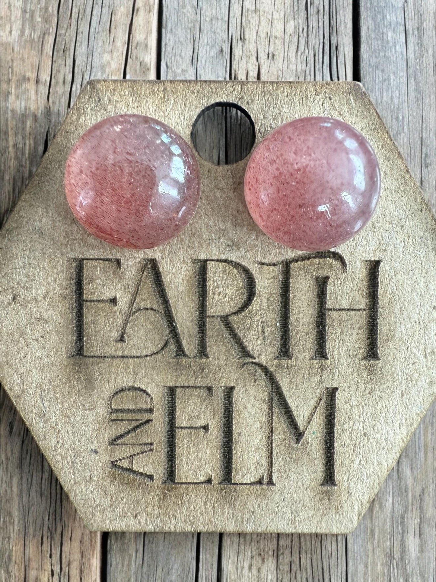 Strawberry Quartz Round Studs - earthandelm