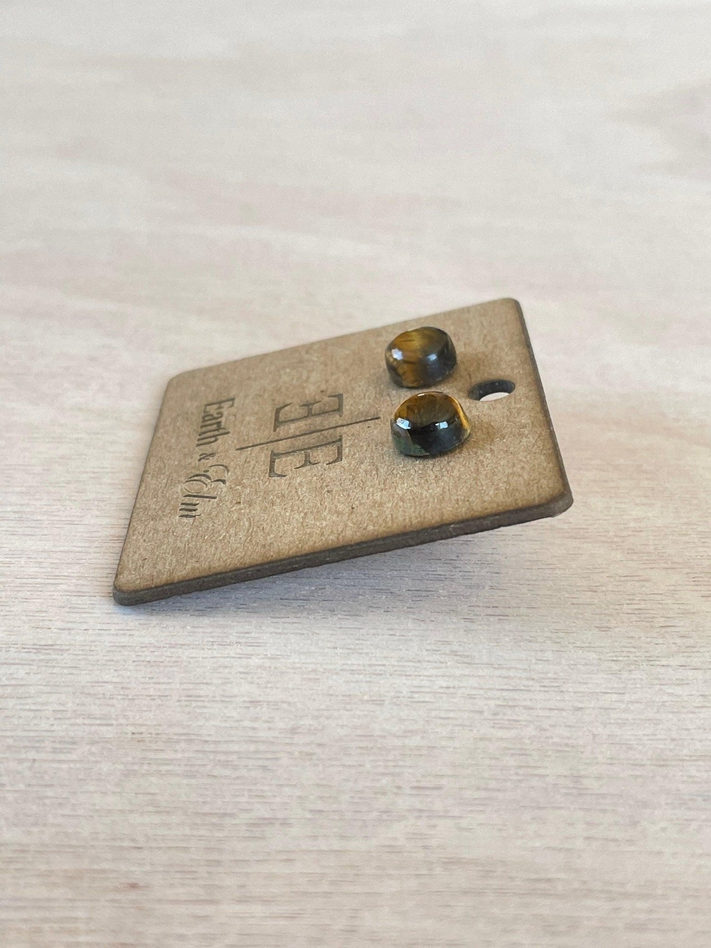 Tiger’s Eye Round Gemstone Studs - earthandelm