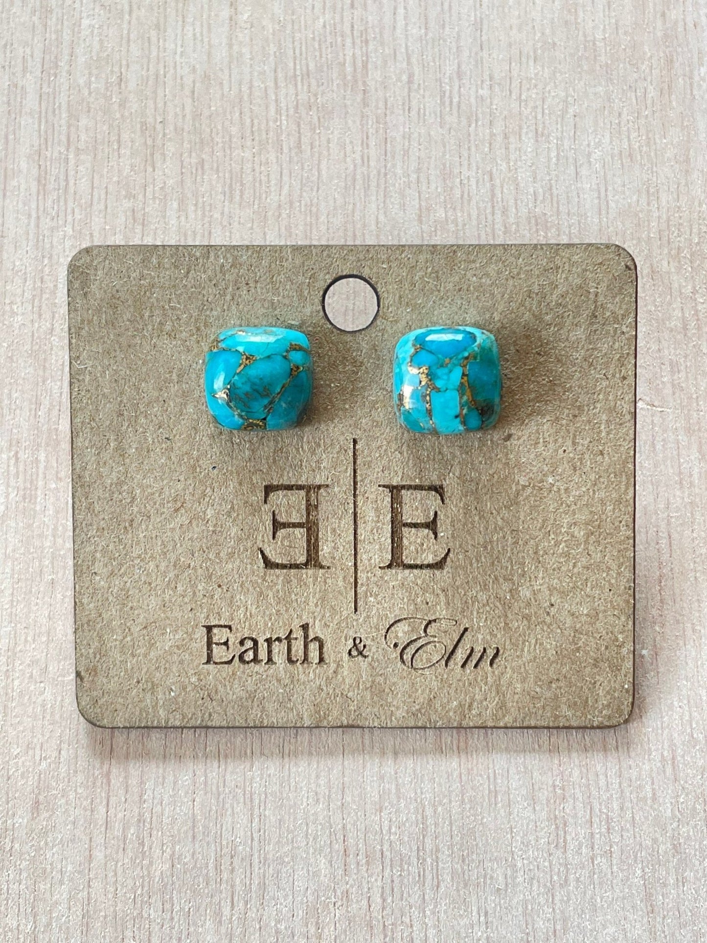 Turquoise Cushion Studs - earthandelm