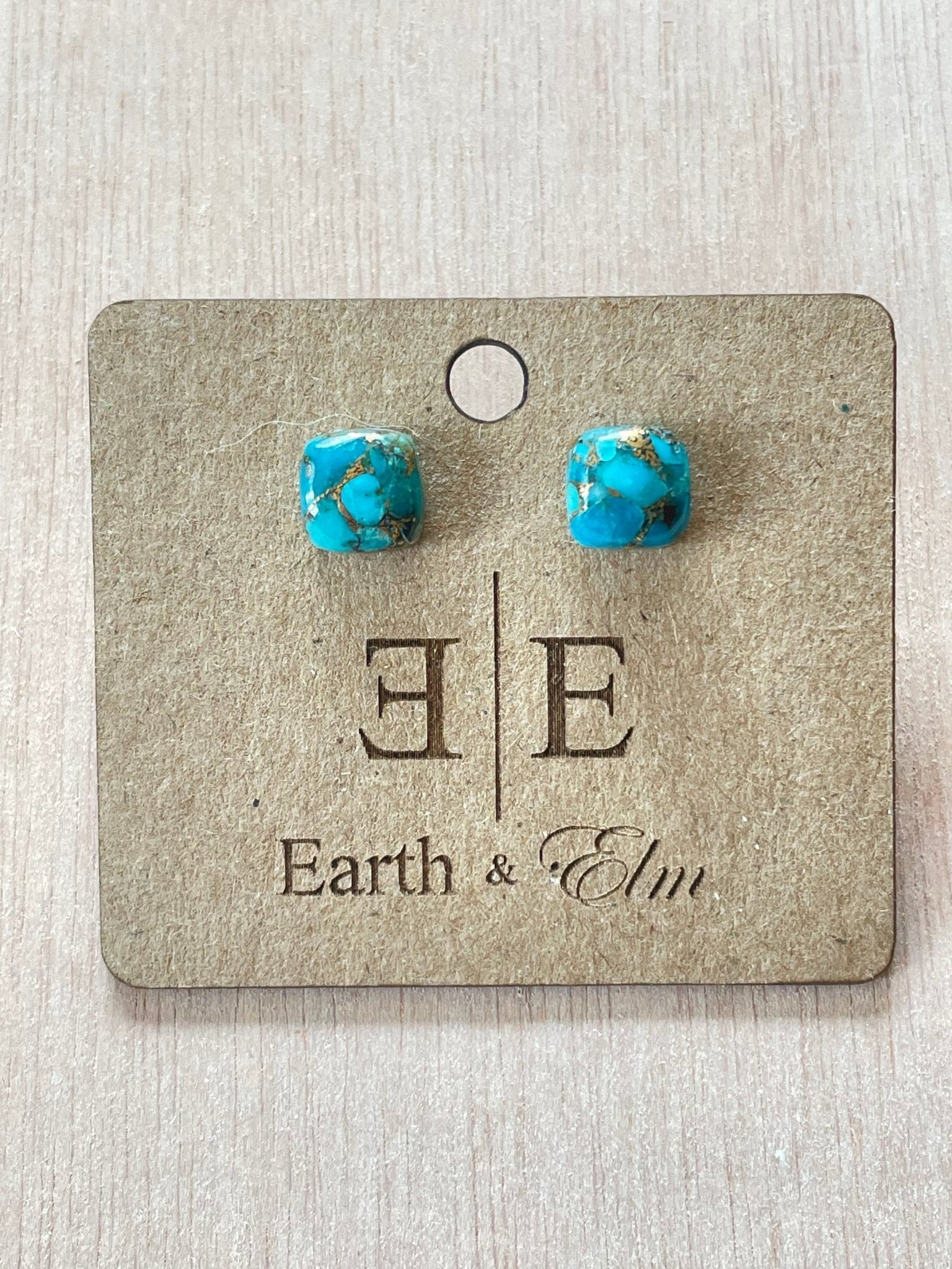 Turquoise Cushion Studs - earthandelm