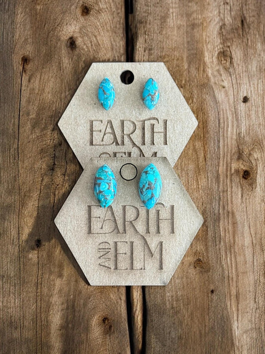 Turquoise Marquise Studs - earthandelm