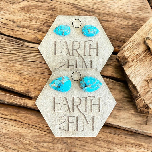 Turquoise Pear Studs - earthandelm