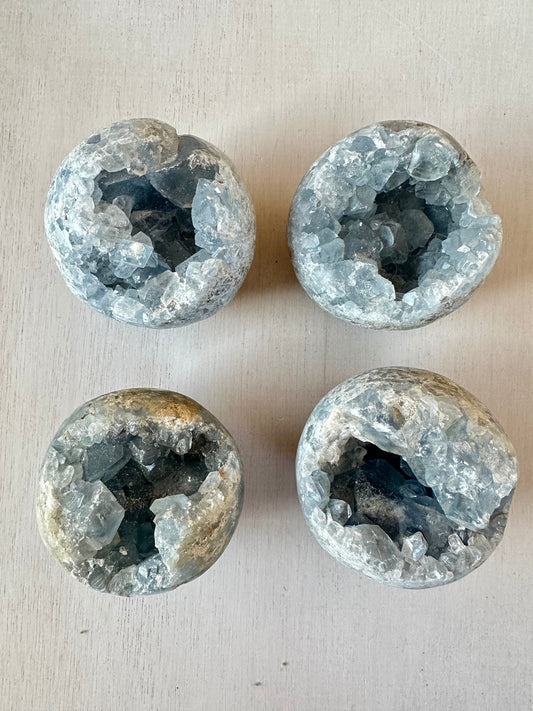 Celestite Geode Spheres | Large Celestite Raw Sphere
