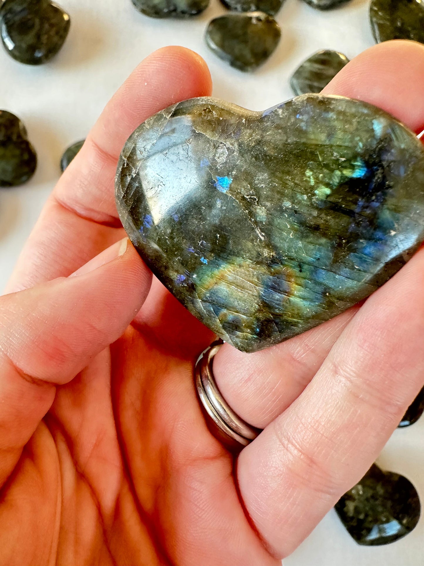 Labradorite Hearts | Labradorite Heart Gemstone | Carved Heart Crystal