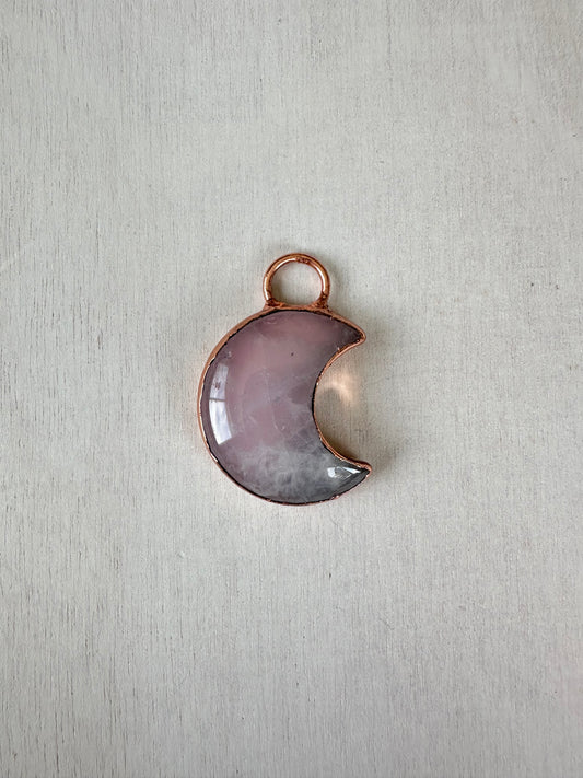 Rose Quartz Moon Pendant