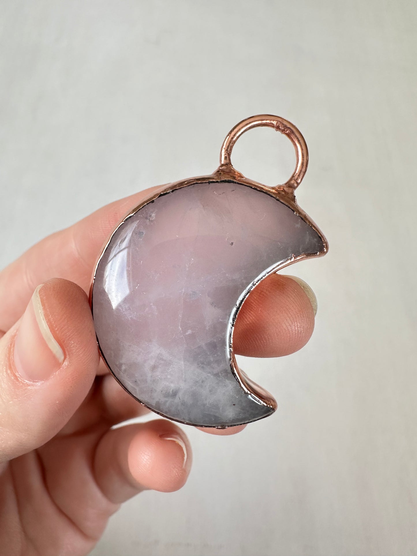 Rose Quartz Moon Pendant