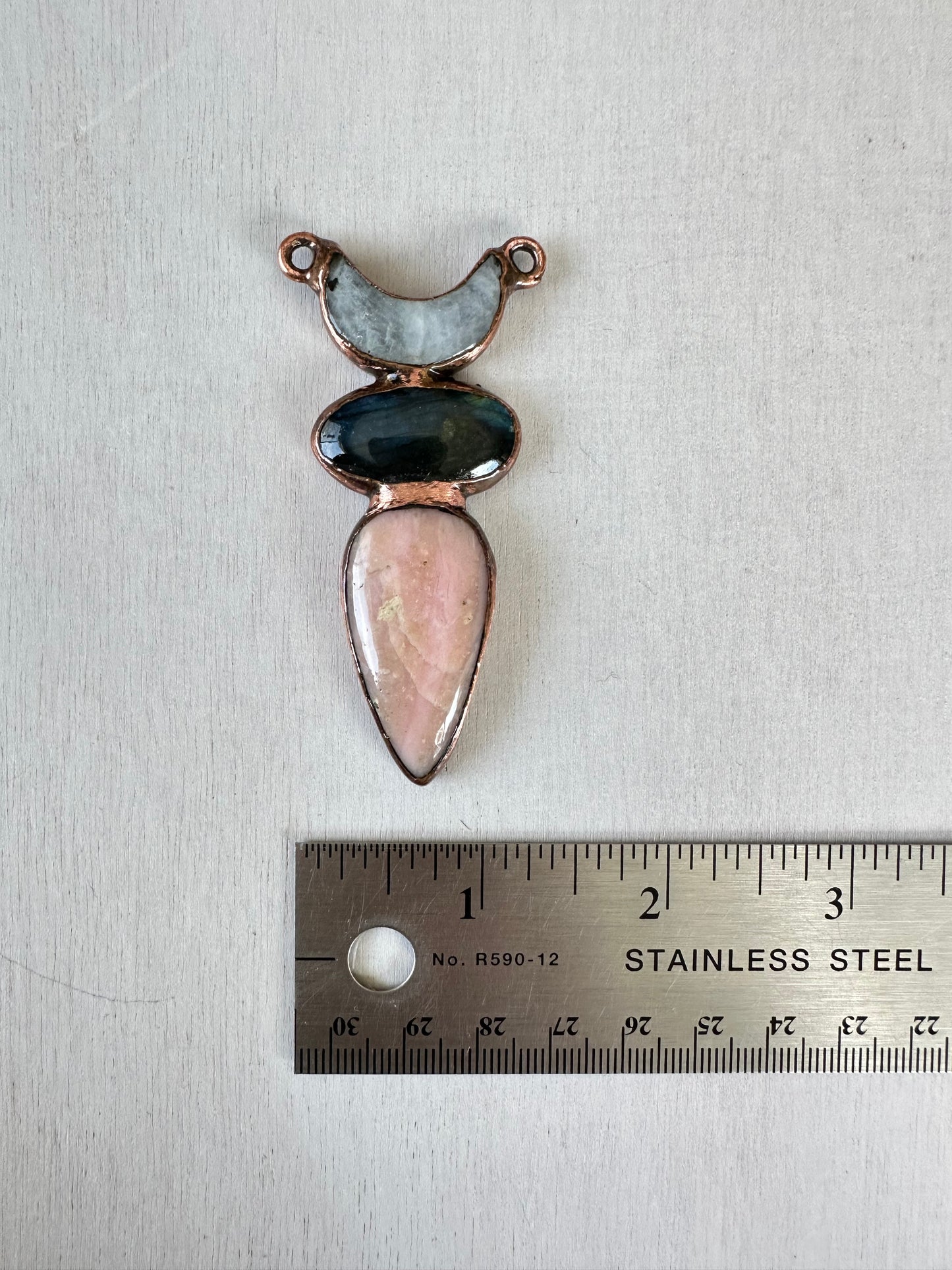 Moonstone, Labradorite and Pink Opal Pendant
