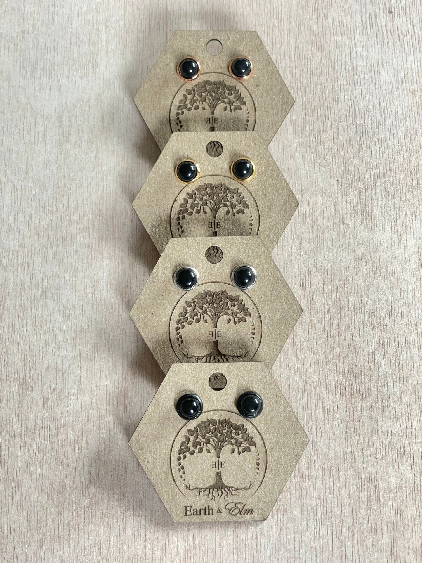 6mm Black Onyx Stud Earrings - earthandelm