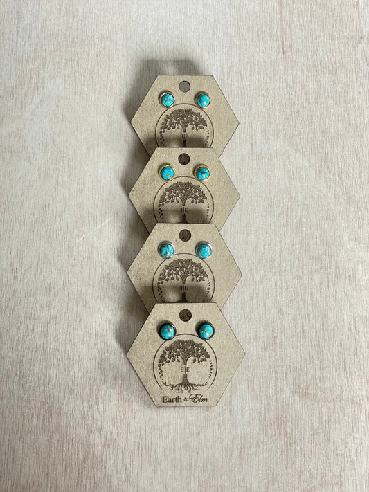 6mm Turquoise Studs - earthandelm