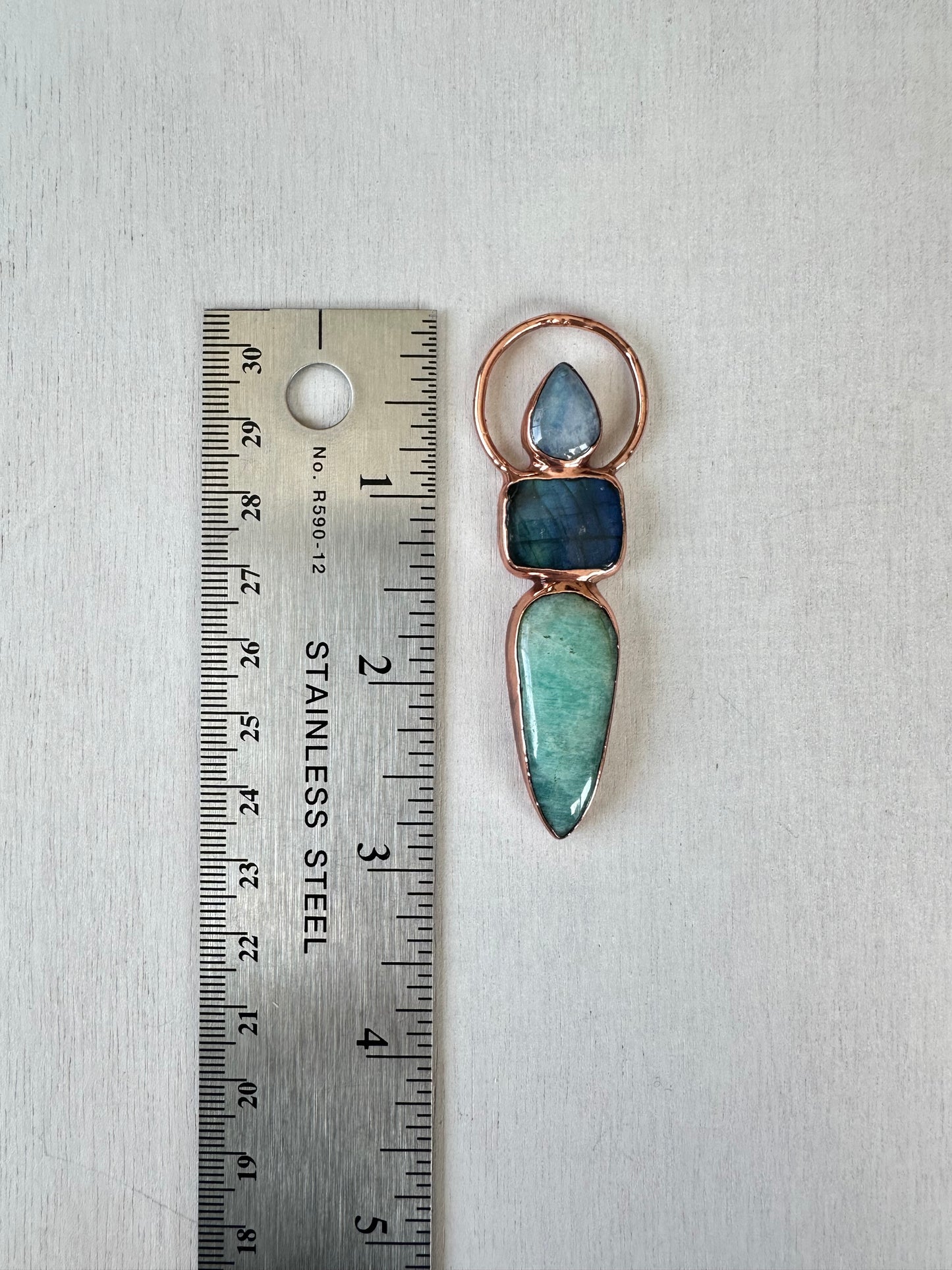 Moonstone, Labradorite and Amazonite Pendant