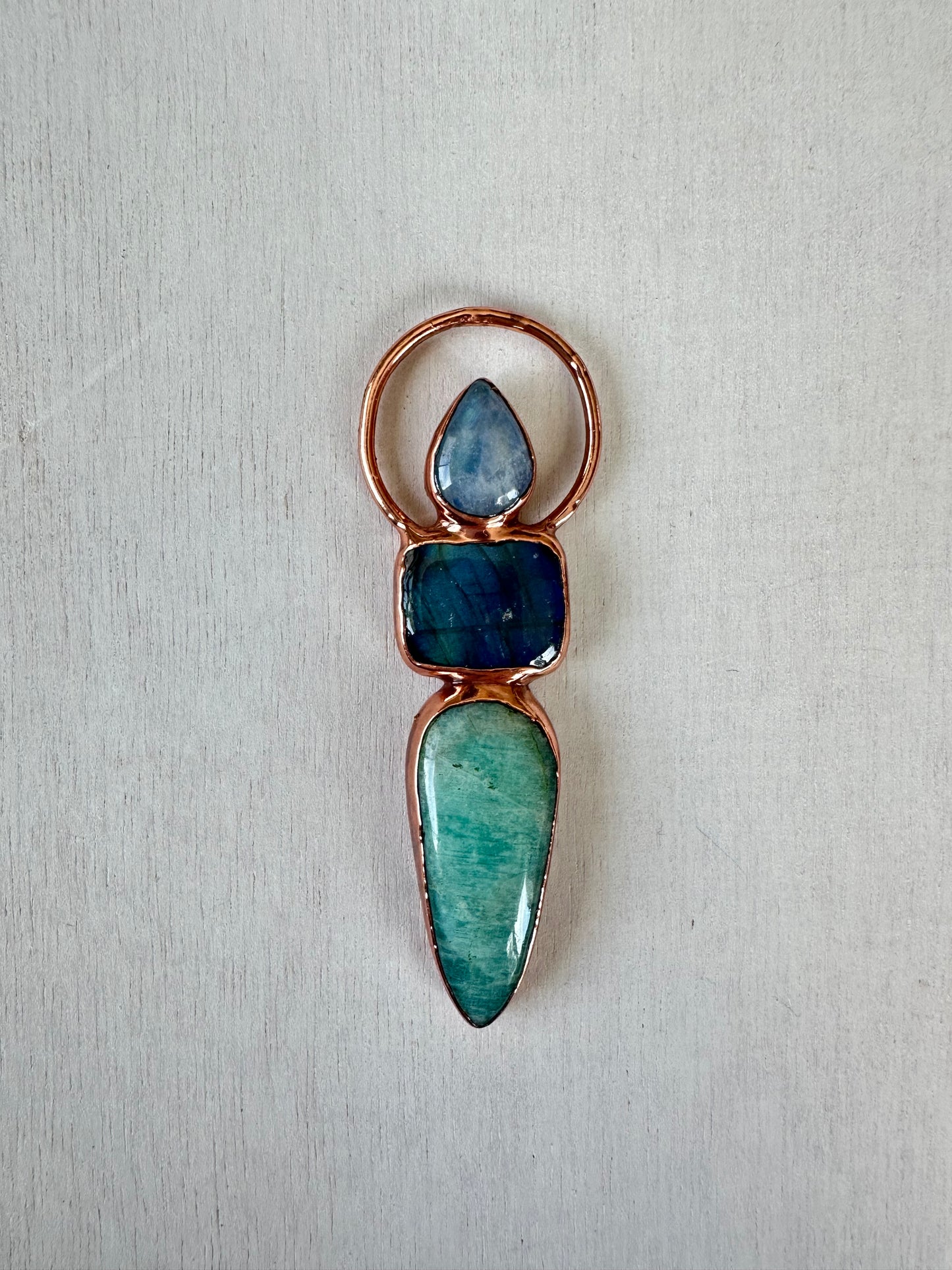 Moonstone, Labradorite and Amazonite Pendant