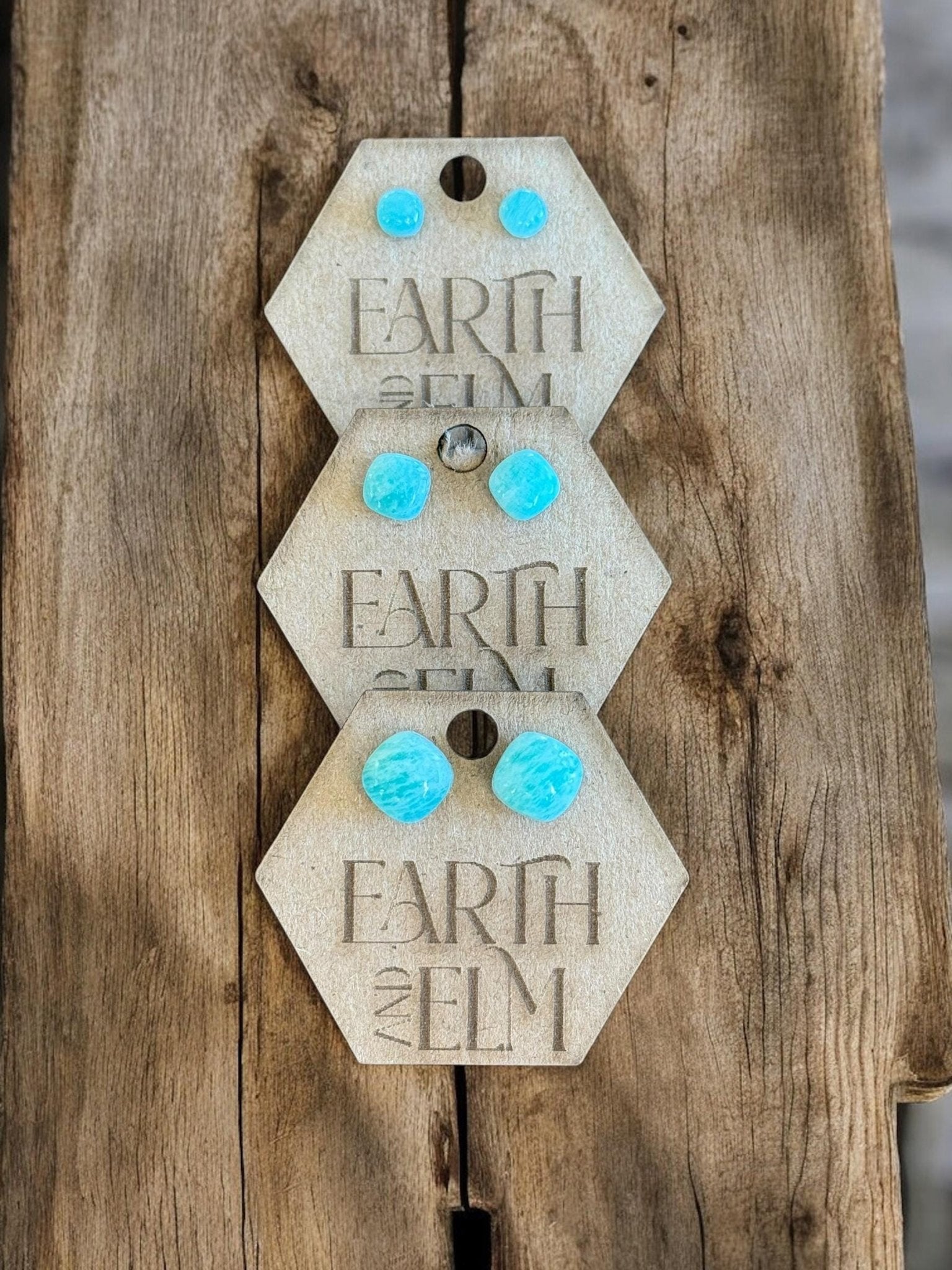 Amazonite Cushion Studs - earthandelm