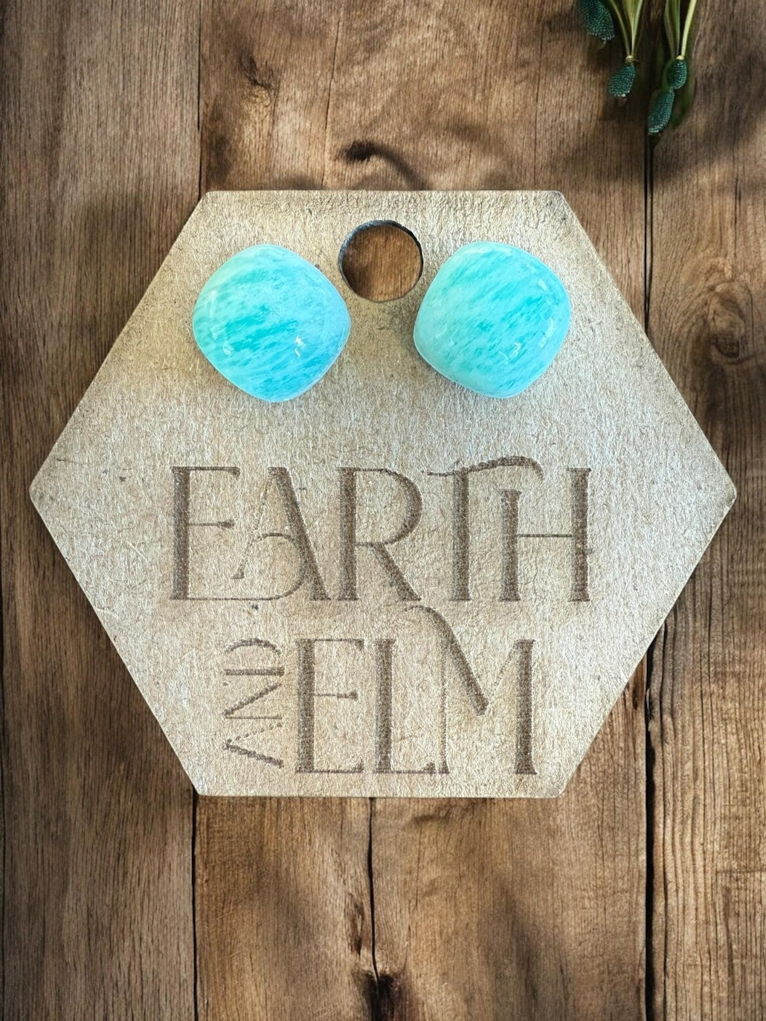 Amazonite Cushion Studs - earthandelm