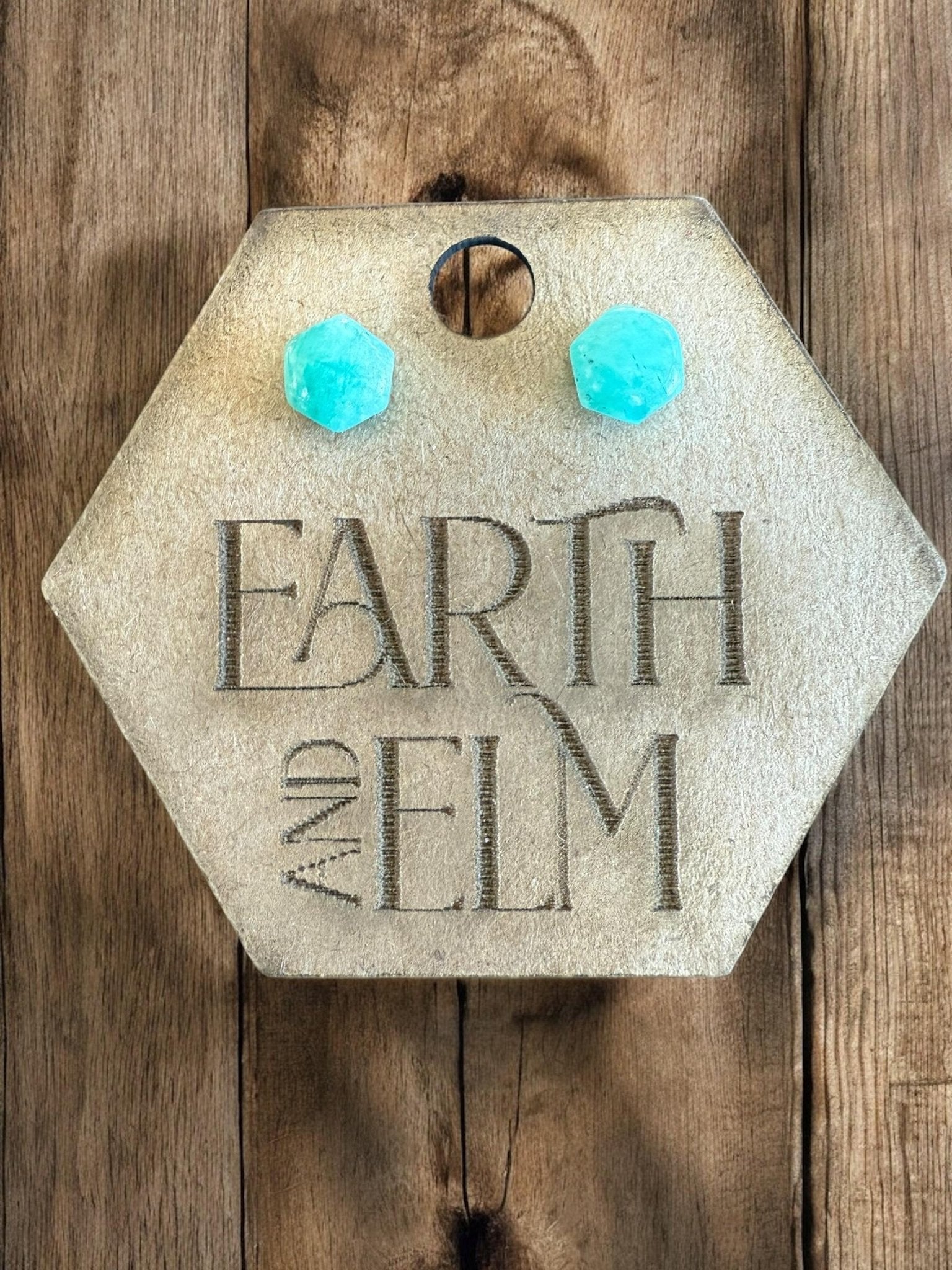 Amazonite Hexagon Studs - earthandelm