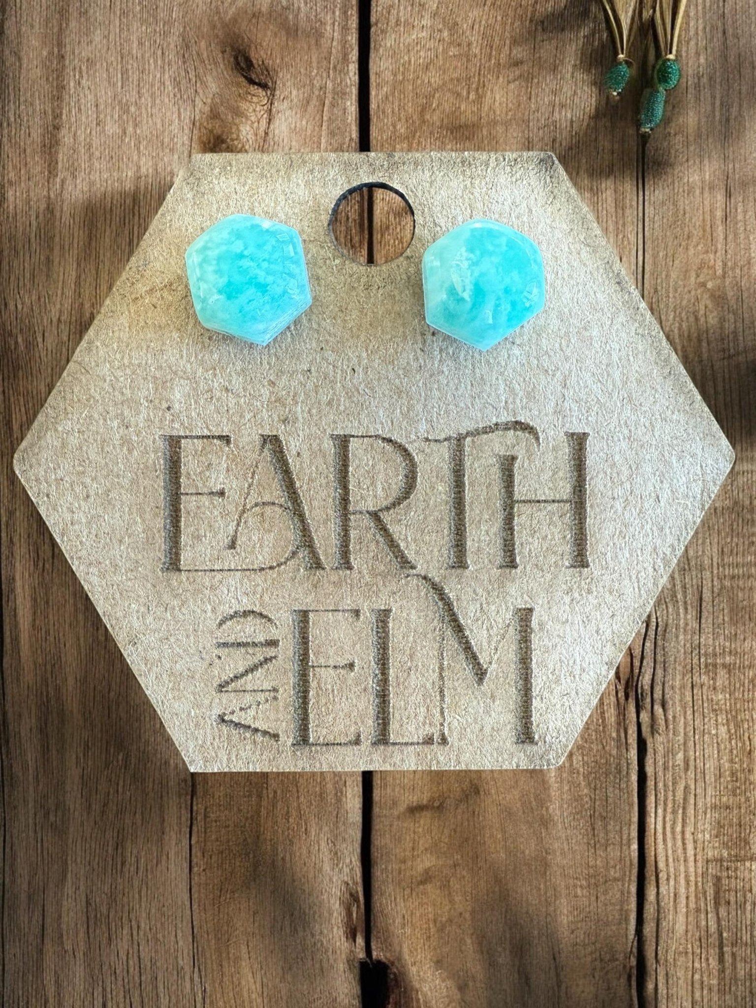 Amazonite Hexagon Studs - earthandelm