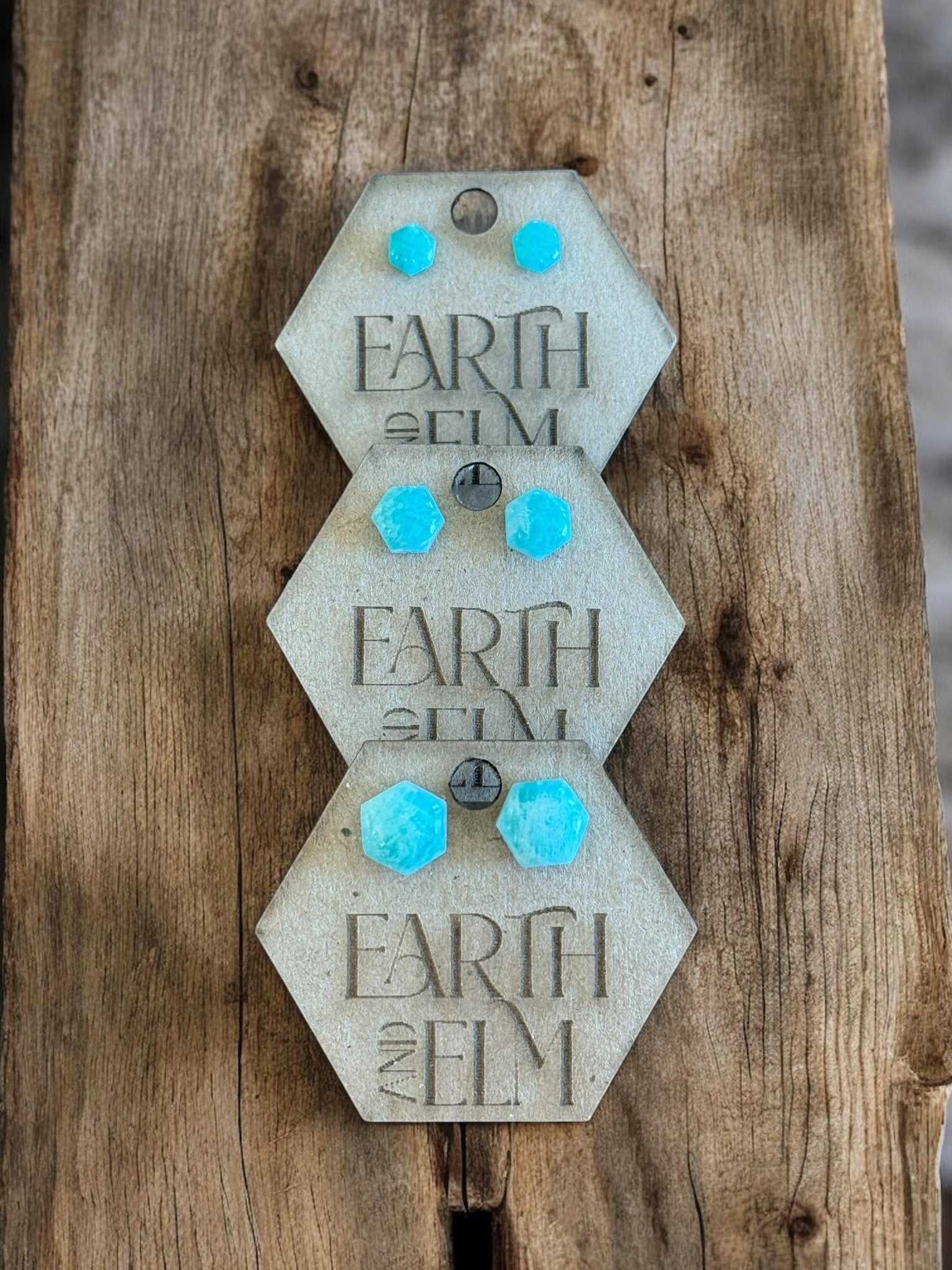 Amazonite Hexagon Studs - earthandelm