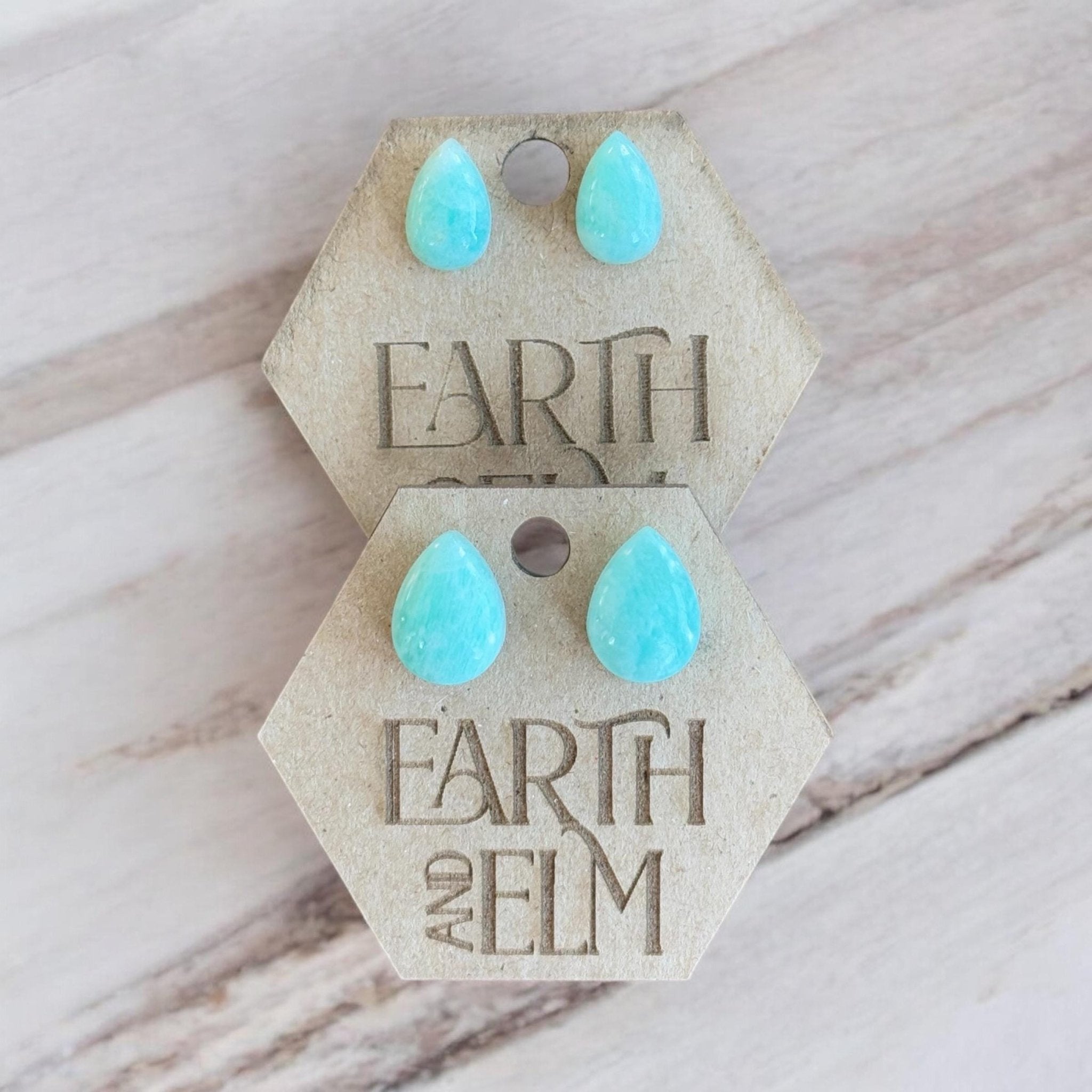 Amazonite Pear Studs - earthandelm