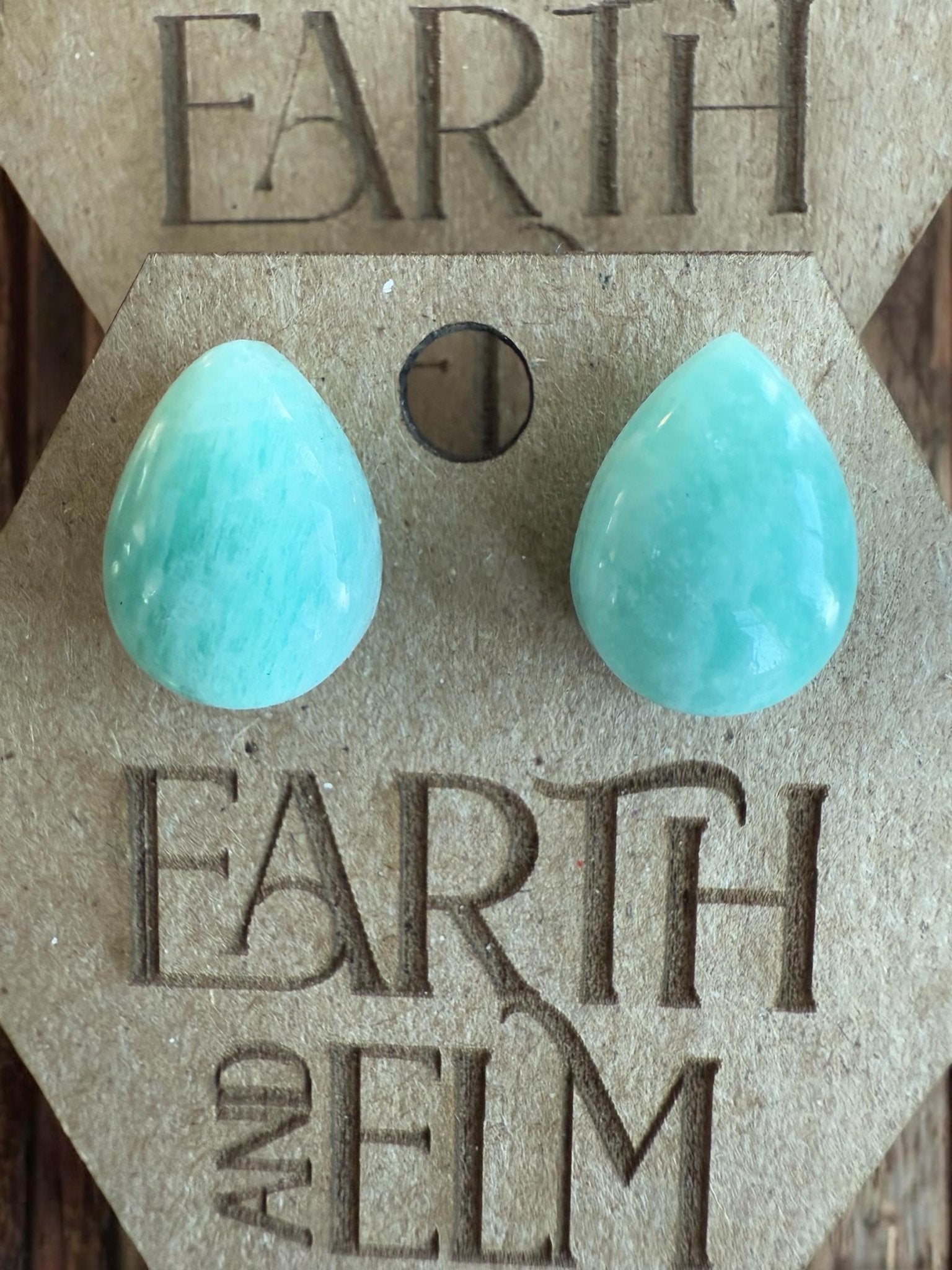 Amazonite Pear Studs - earthandelm