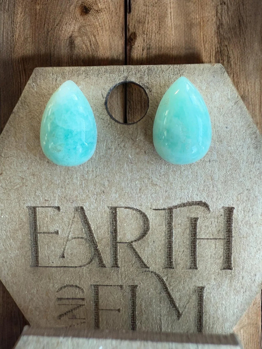 Amazonite Pear Studs - earthandelm