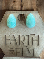 Amazonite Pear Studs - earthandelm