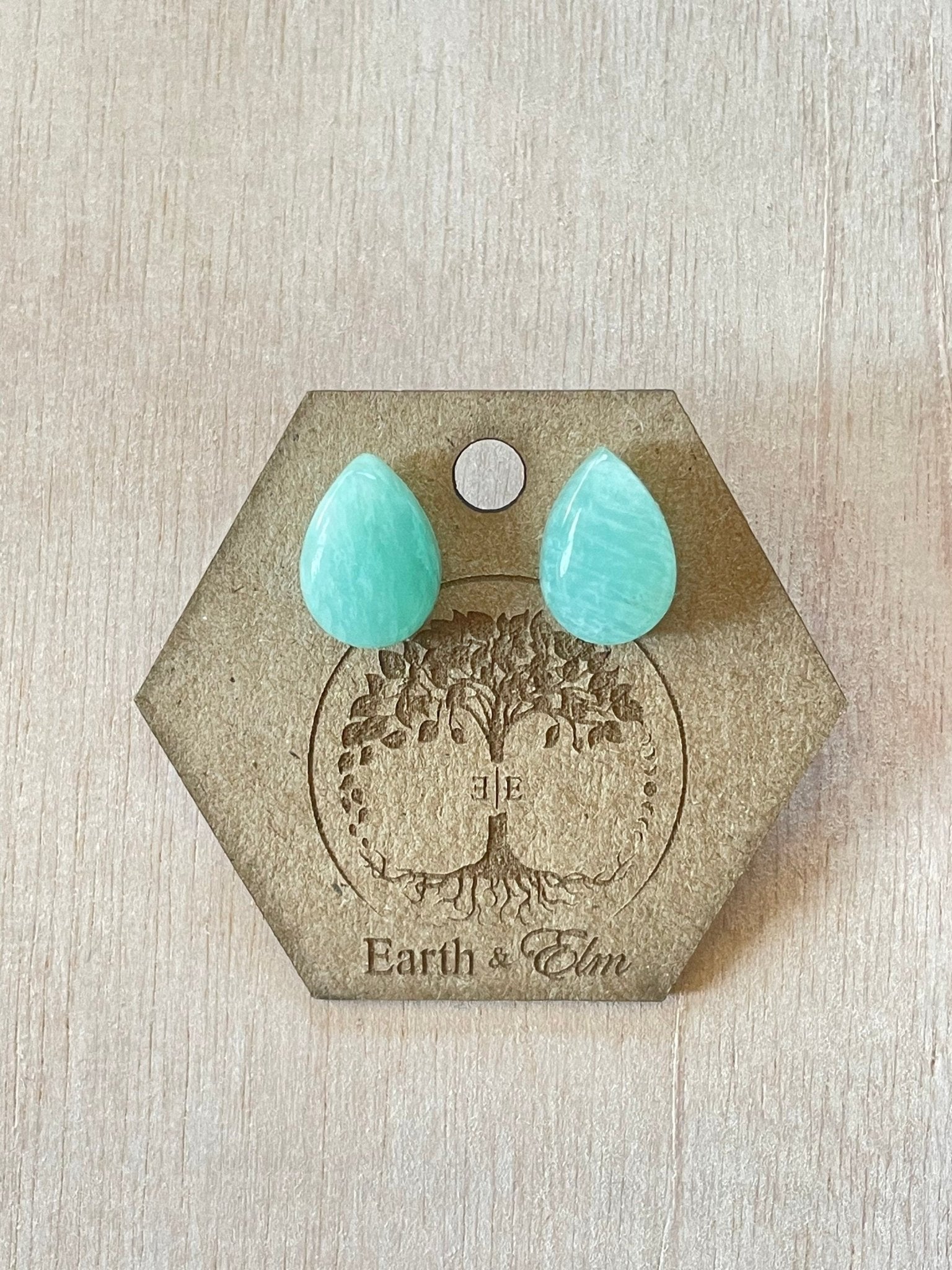 Amazonite Pear Studs - earthandelm