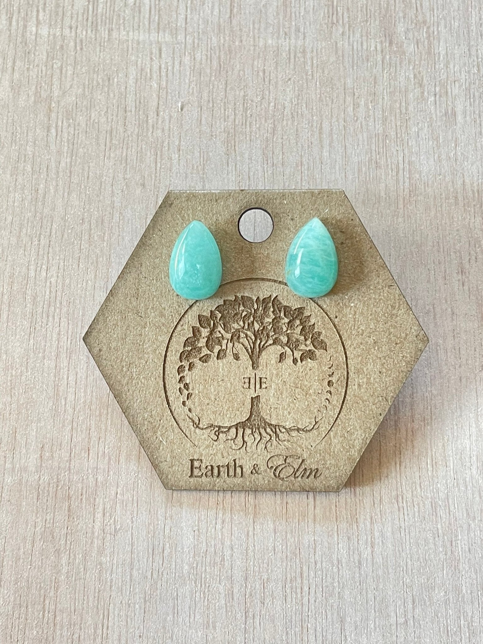 Amazonite Pear Studs - earthandelm