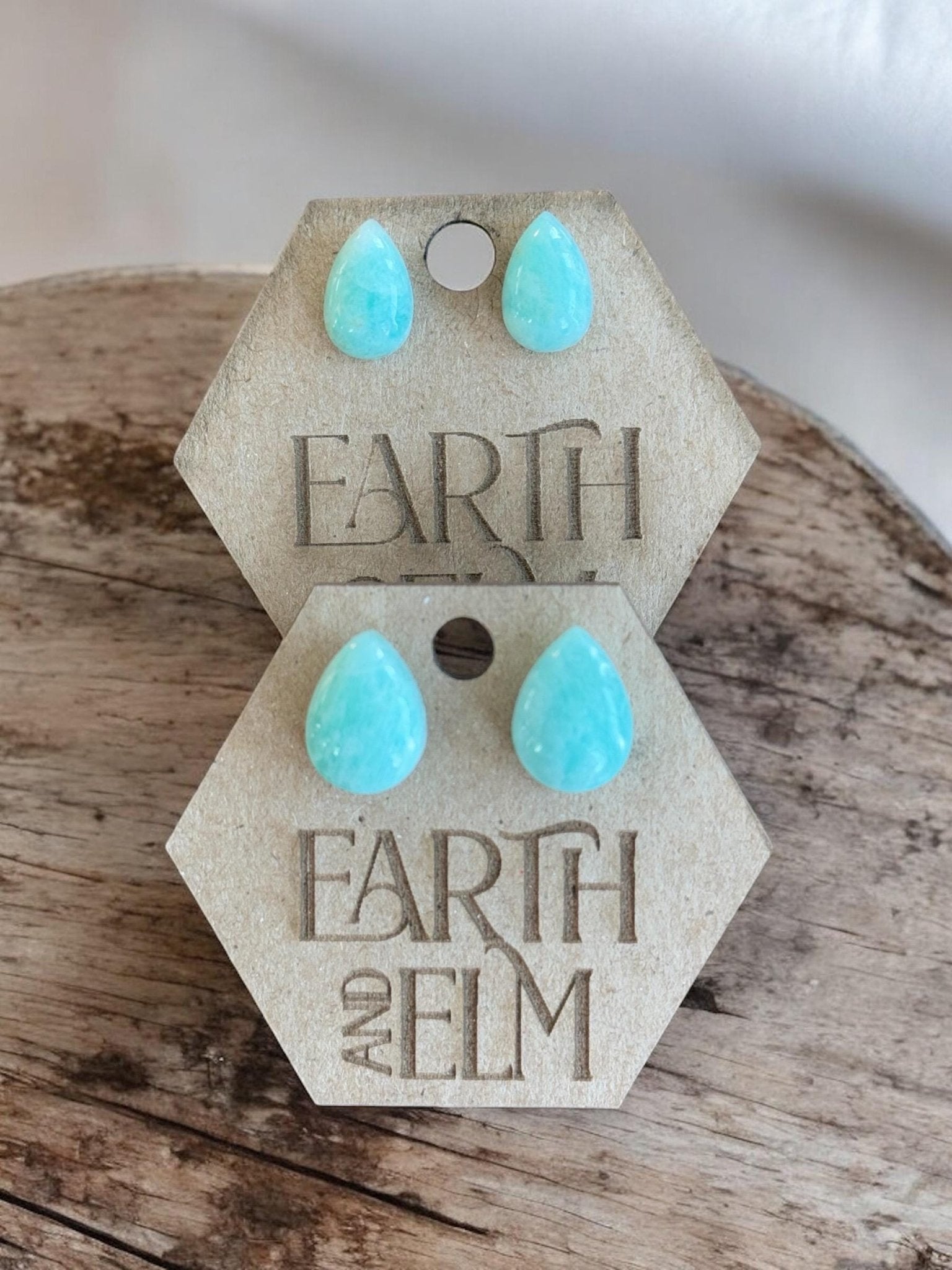 Amazonite Pear Studs - earthandelm