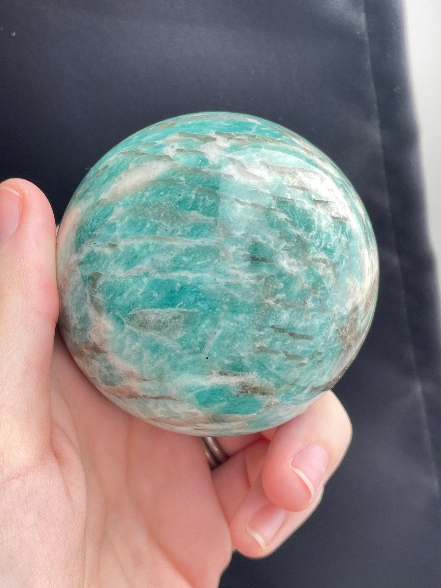 Amazonite Sphere | Palm Stone | Crystal Ball | Amazonite Crystal | 65MM | 67MM - earthandelm