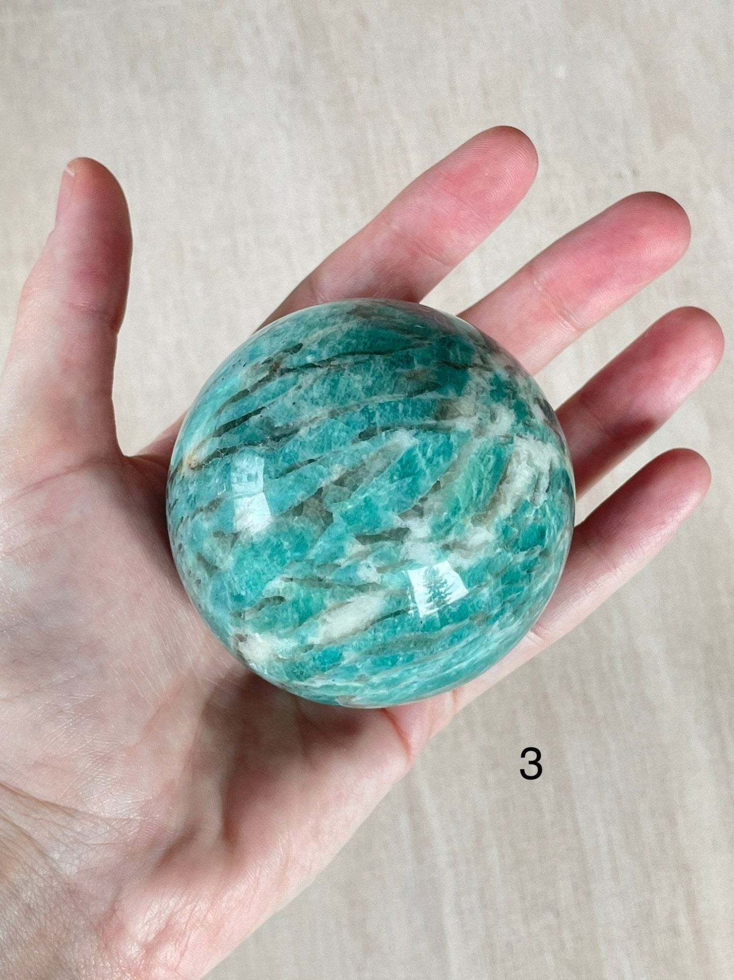Amazonite Sphere | Palm Stone | Crystal Ball | Amazonite Crystal | 65MM | 67MM - earthandelm