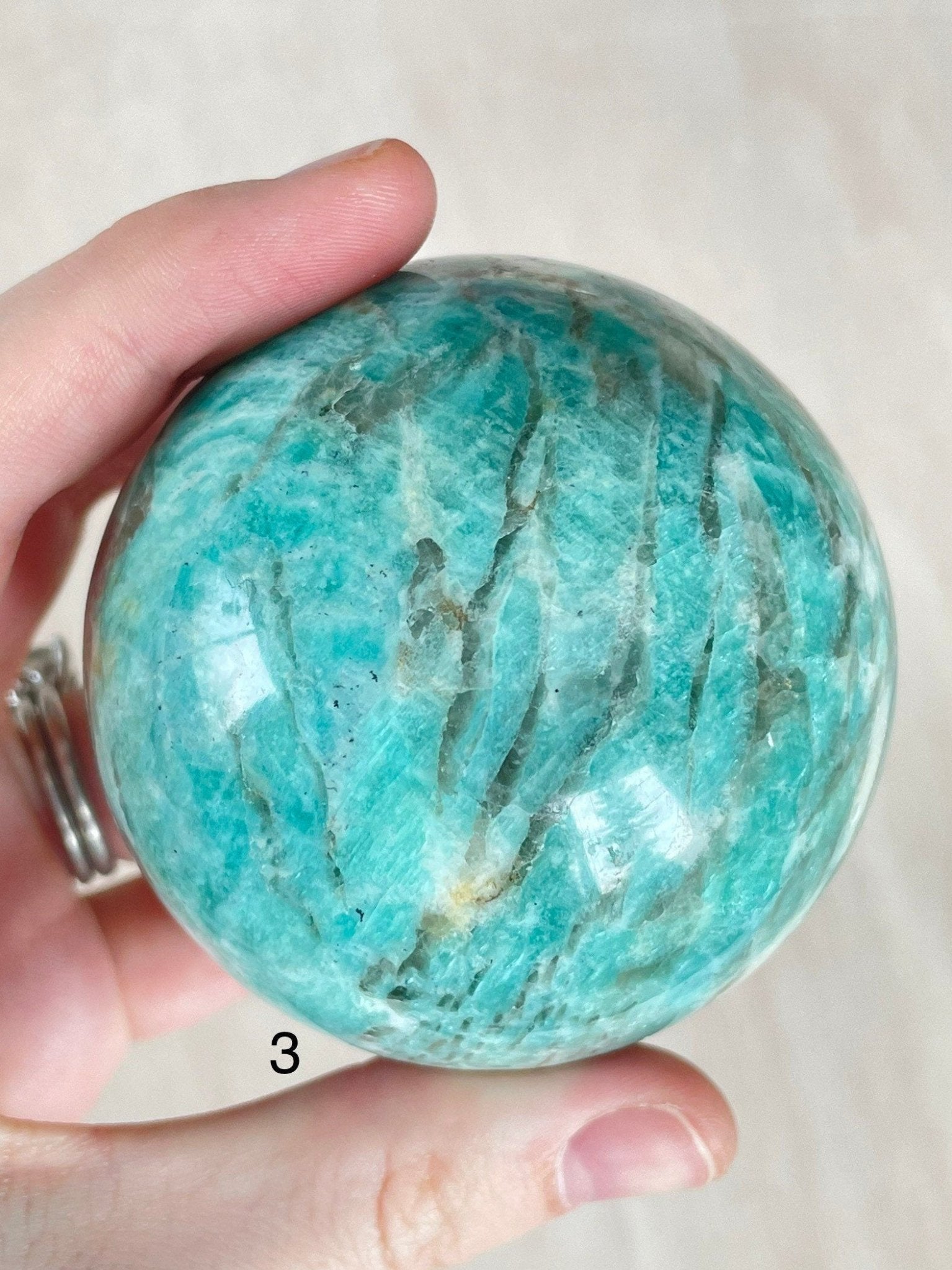 Amazonite Sphere | Palm Stone | Crystal Ball | Amazonite Crystal | 65MM | 67MM - earthandelm