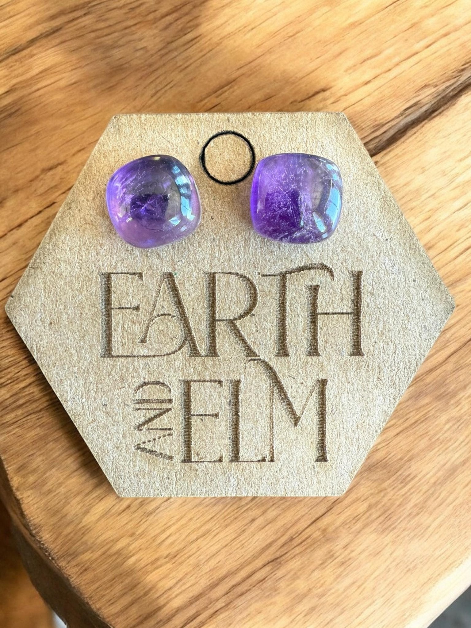 Amethyst Cushion Studs - earthandelm
