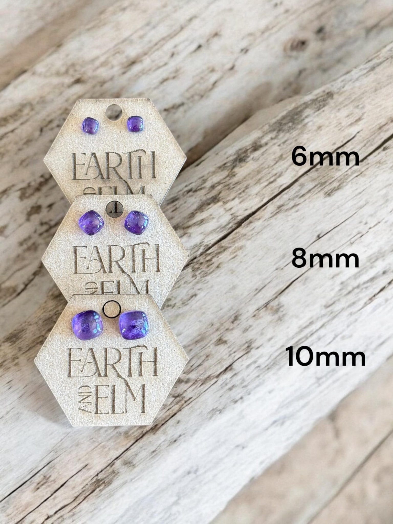 Amethyst Cushion Studs - earthandelm