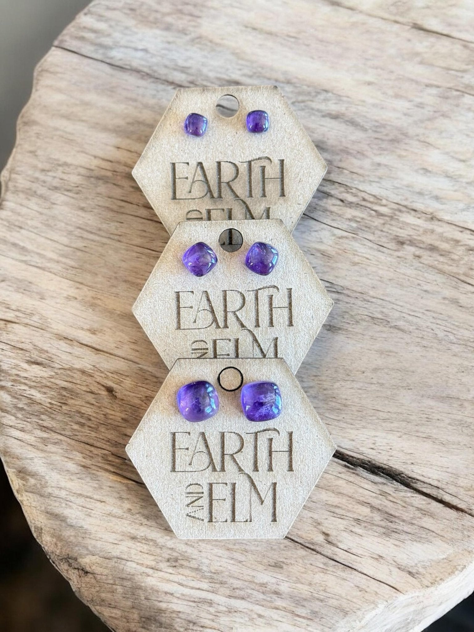 Amethyst Cushion Studs - earthandelm