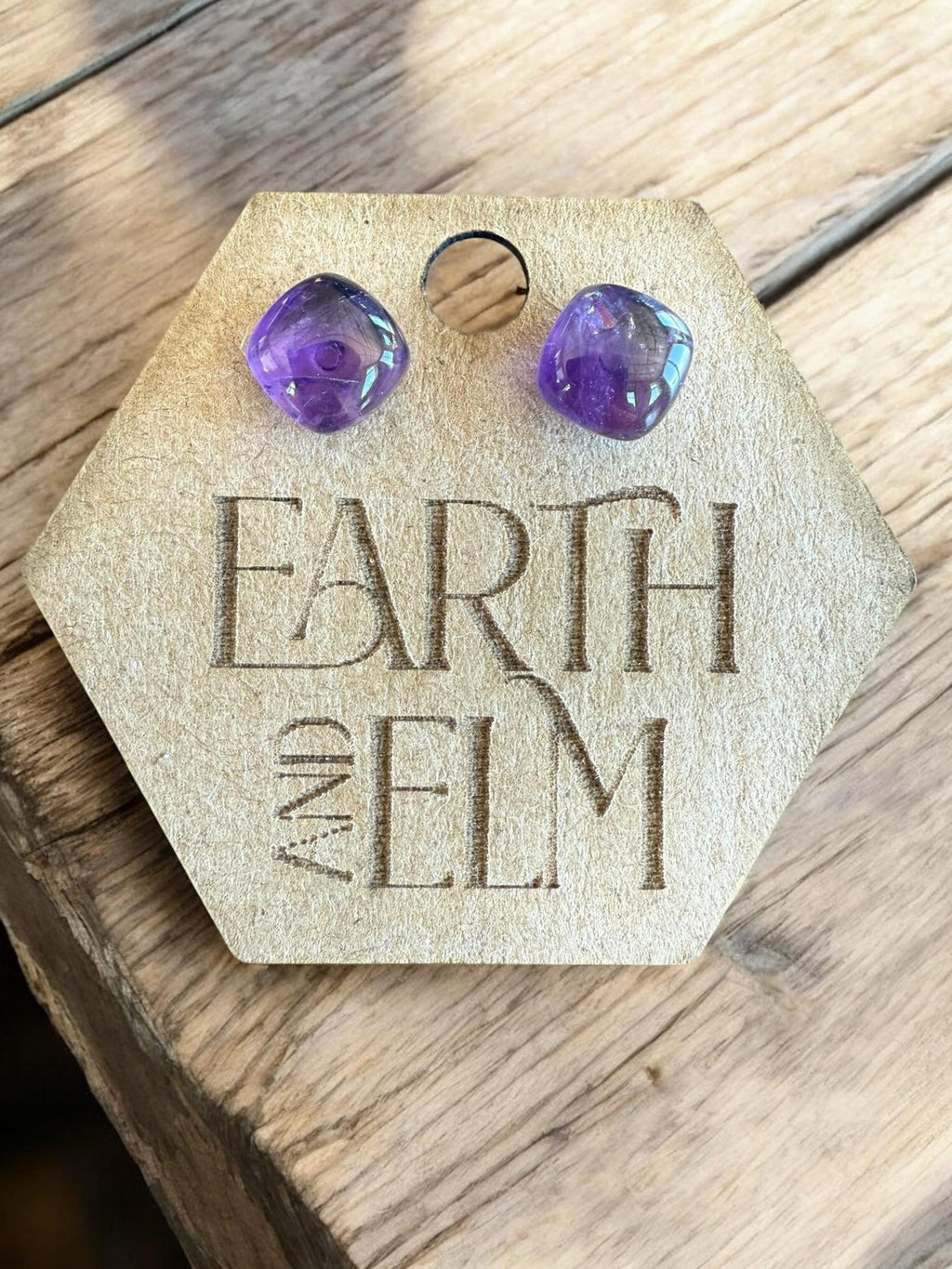 Amethyst Cushion Studs - earthandelm