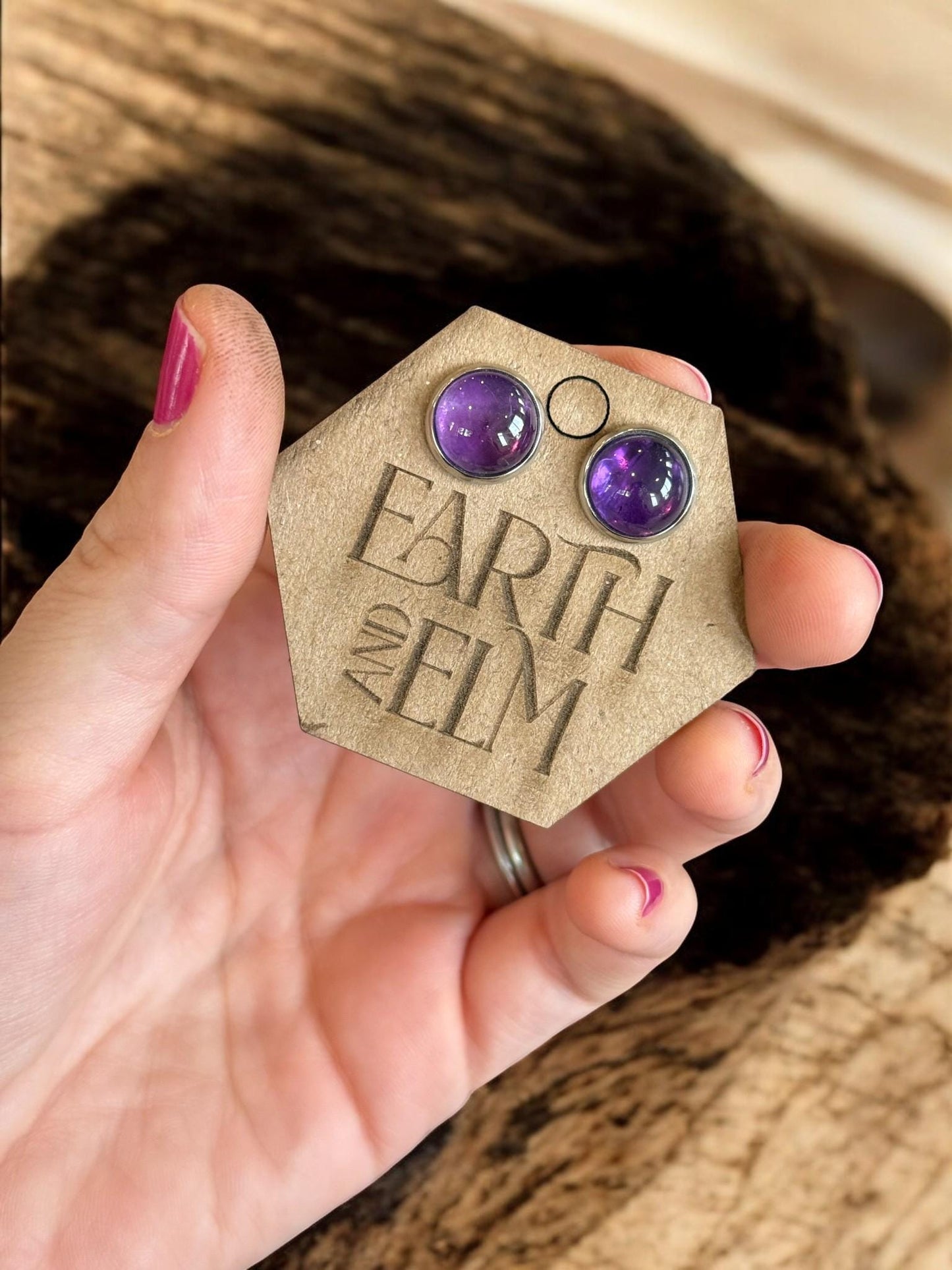 Amethyst in Metal Setting - earthandelm