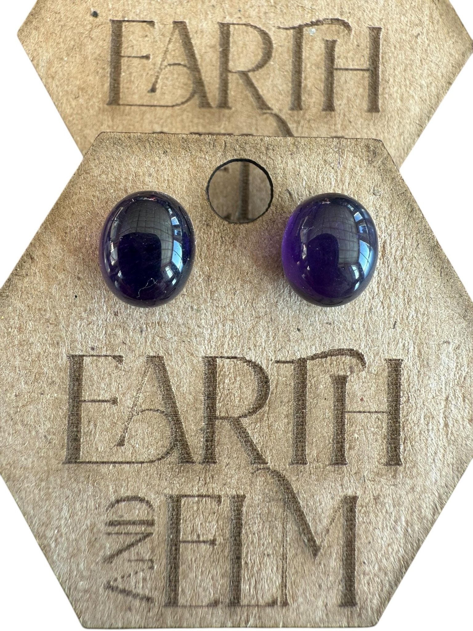 Amethyst Oval Gemstone Studs - earthandelm